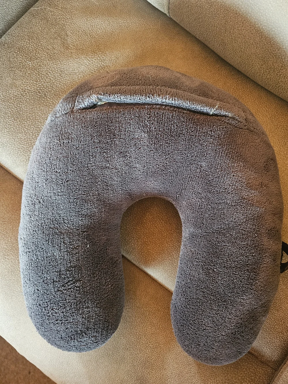 Plush Gray U-Shaped Travel Neck Pillow